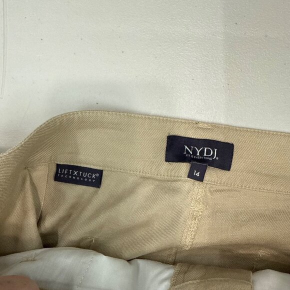 NYDJ Stretch Linen Khaki Trouser Pants MAKB2219 Womens size 14 - Picture 2 of 10